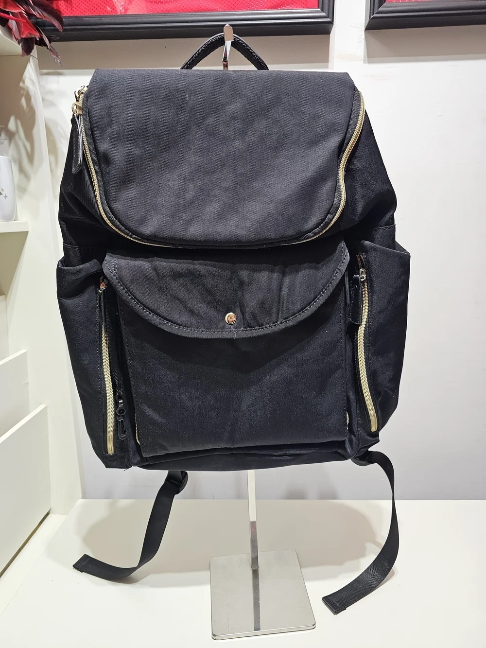 Black Canvas Diaper Bag Backpack - Classic